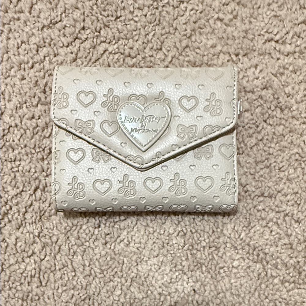 Betsey Johnson Cream Heart-Patterned Wallet